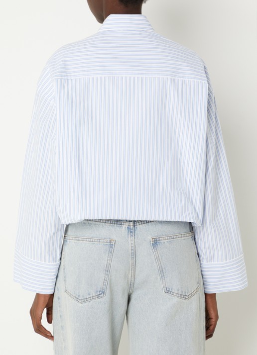 Sandro Blouse met streepprint met borstzak  - achterkant 2 lichtblauw