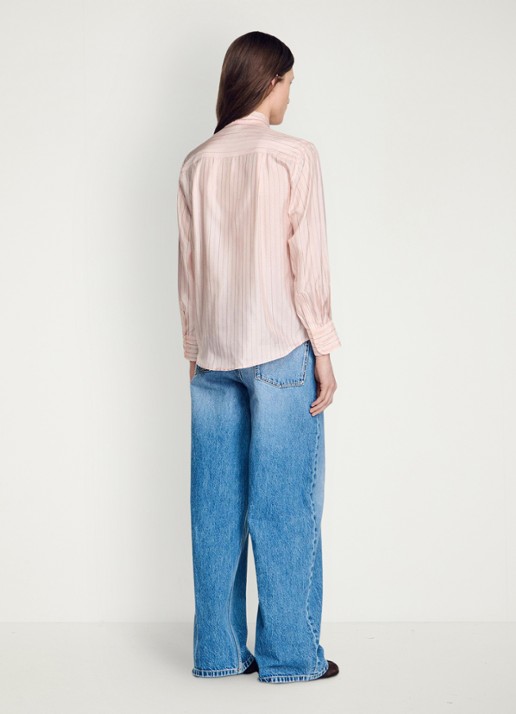 Sandro Blouse met strikdetail en strepen - achterkant light pink / roze