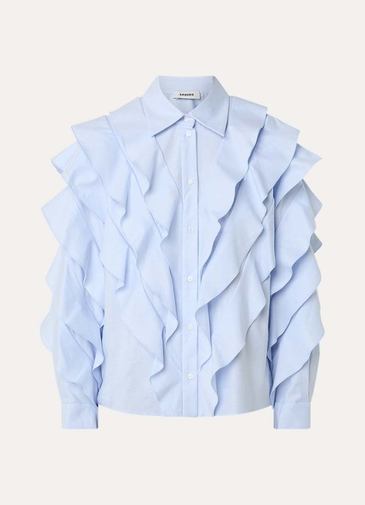 Sandro Blouse met volant - voorkant lichtblauw
