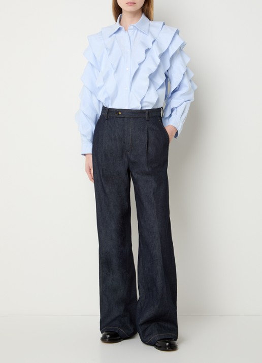 Sandro Blouse met volant - voorkant 2 lichtblauw