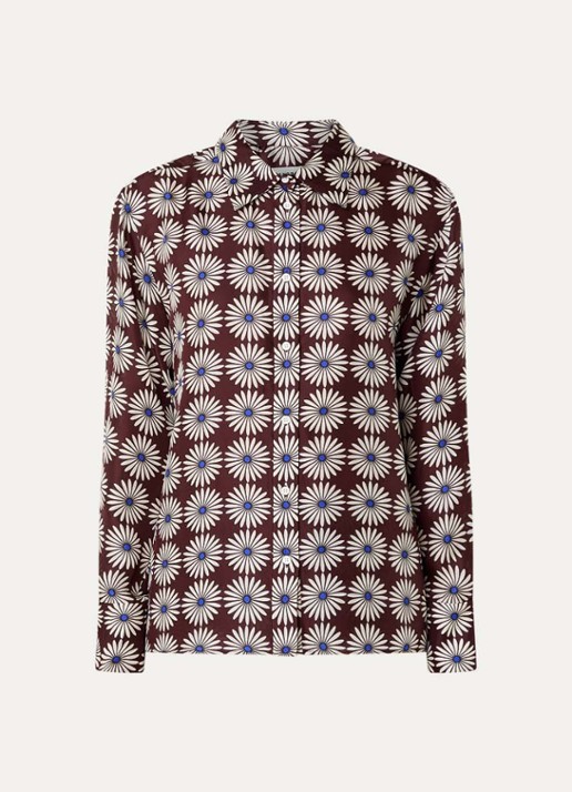 Sandro Blouse van zijde met bloemenprint  - voorkant 2 bruin