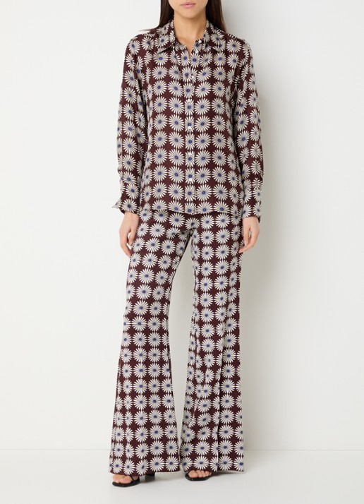 Sandro Blouse van zijde met bloemenprint  - voorkant 3 bruin