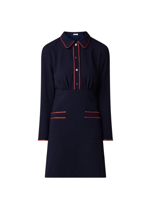Sandro Blousejurk met contrastbies  - voorkant 3 donkerblauw