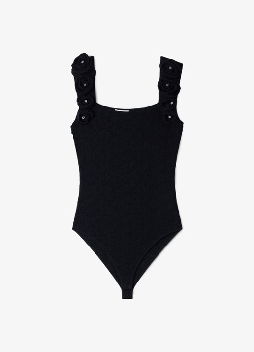 Sandro Body met bloemenprint - voorkant 5 zwart