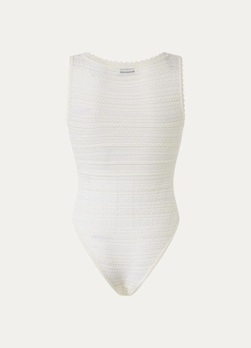 Sandro Body top in wolblend met imitatieparels en ingebreid patroon - achterkant 4 creme