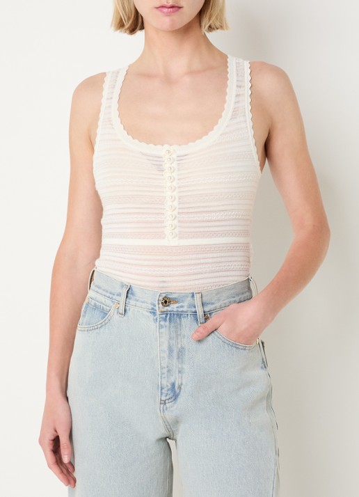 Sandro Body top in wolblend met imitatieparels en ingebreid patroon