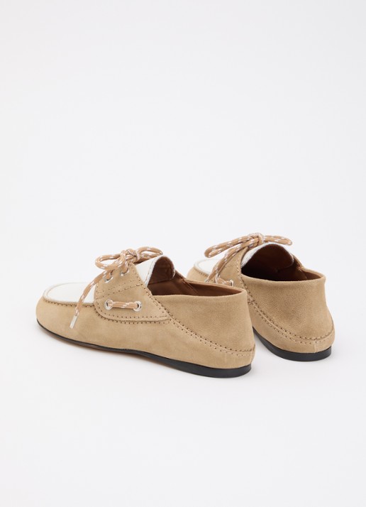 Sandro Bootschoen van suède met leren details - achterkant khaki