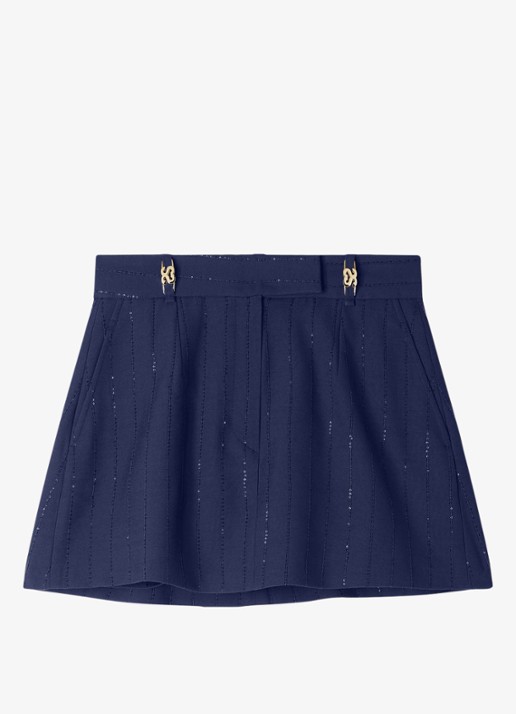 Sandro Broek rok met streep detail en zakken - voorkant 2 dark navy / blauw