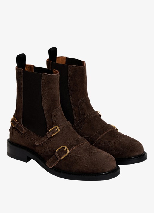 Sandro Chelsea boot van leer - detail bruin