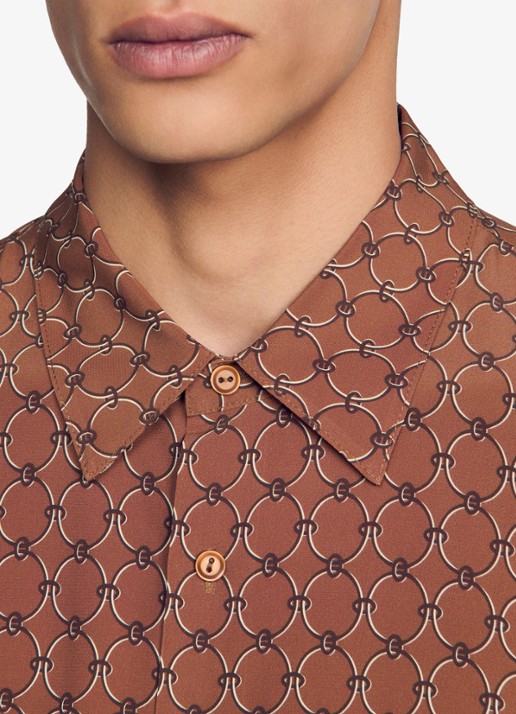 Sandro Comfort fit overhemd met grafische print - detail 4 naturel