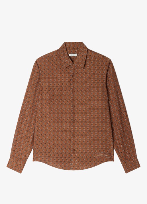 Sandro Comfort fit overhemd met grafische print - voorkant 5 naturel