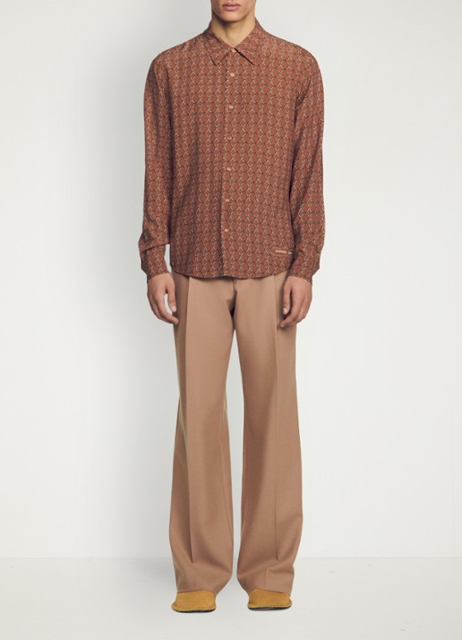 Sandro Comfort fit overhemd met grafische print - voorkant 6 naturel