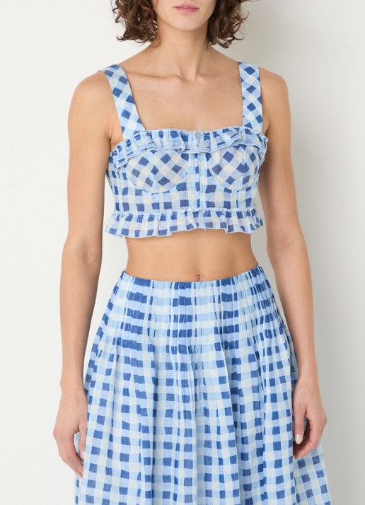 Sandro Crop top in linnenblend met ruitdessin