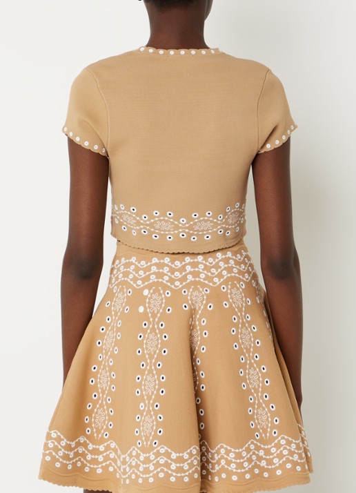 Sandro Crop top met broderie - achterkant 4 beige
