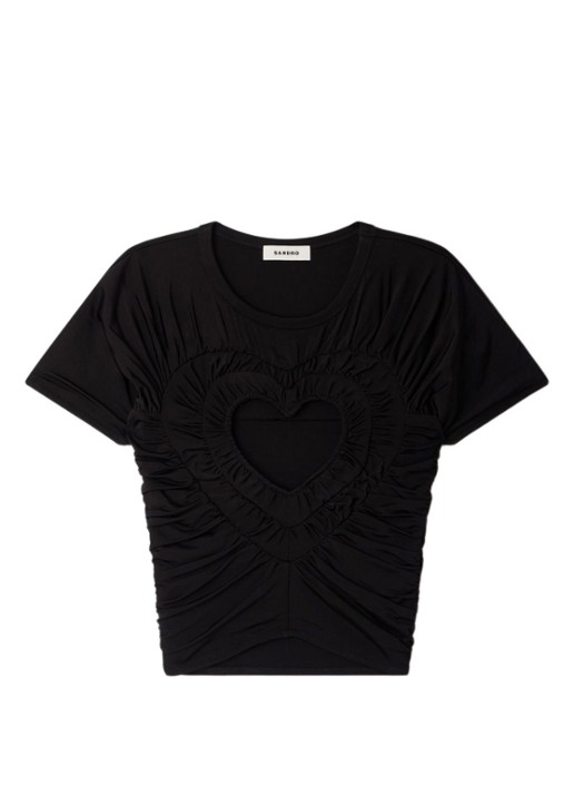 Sandro Crop top met cut-out detail - voorkant 5 zwart