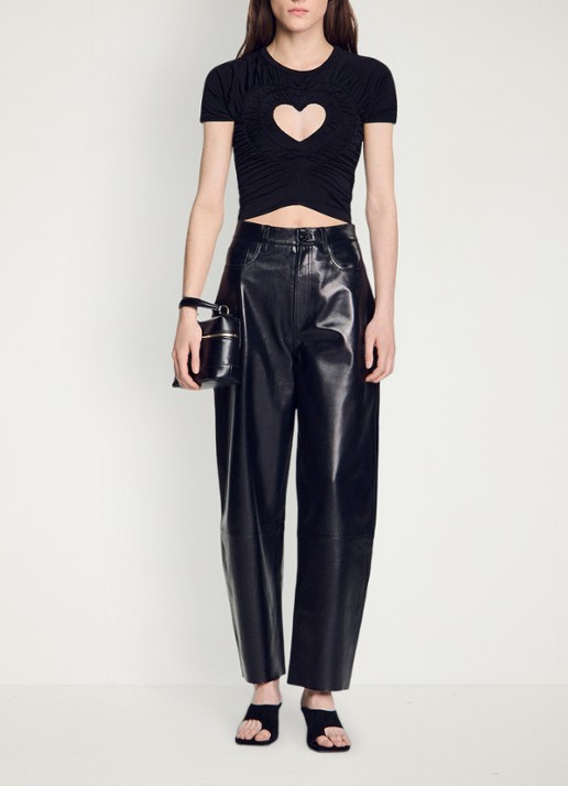 Sandro Crop top met cut-out detail - voorkant 6 zwart