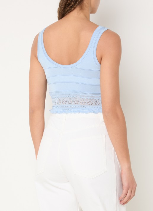 Sandro Crop top met opengewerkt dessin - achterkant 4 lichtblauw