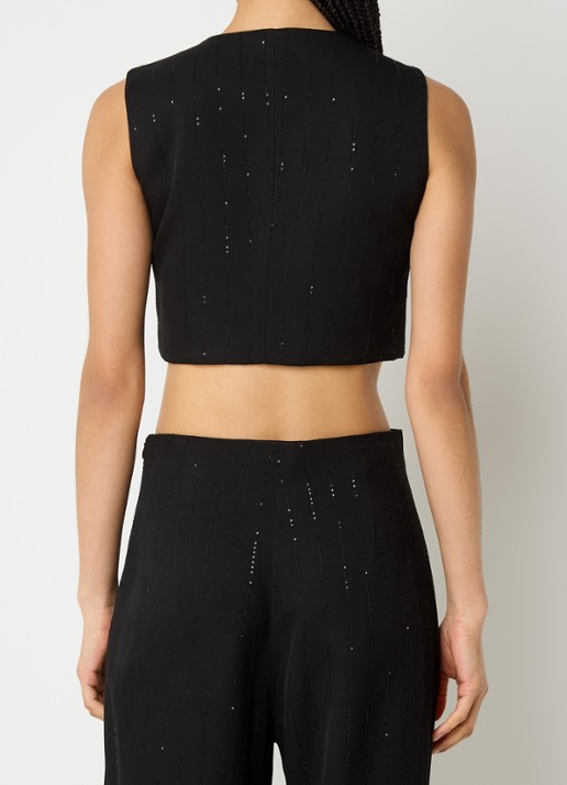 Sandro Crop top met pailletten - achterkant zwart
