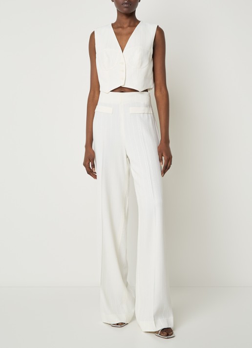 Sandro Crop top met pailletten - voorkant 5 creme