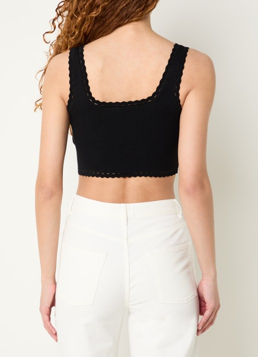 Sandro Crop top met rechthoekige hals - achterkant 2 zwart