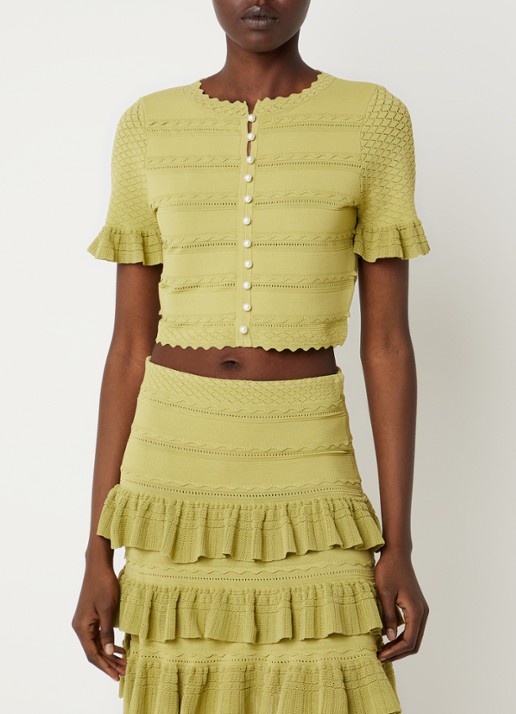 Sandro Crop top met ruches en imitatieparels