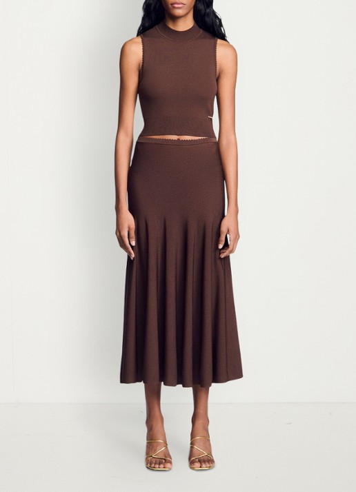 Sandro Crop top met stretch - voorkant 2 bruin