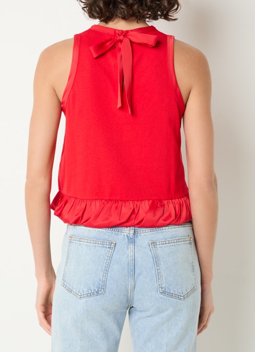Sandro Crop top met volant en gestrikt detail - achterkant 2 rood