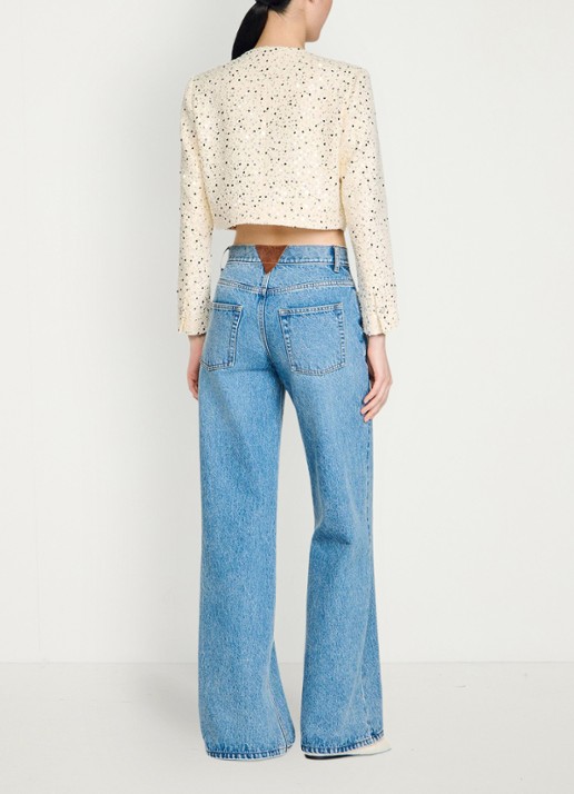 Sandro Cropped blazer met pailletten - achterkant 7 beige