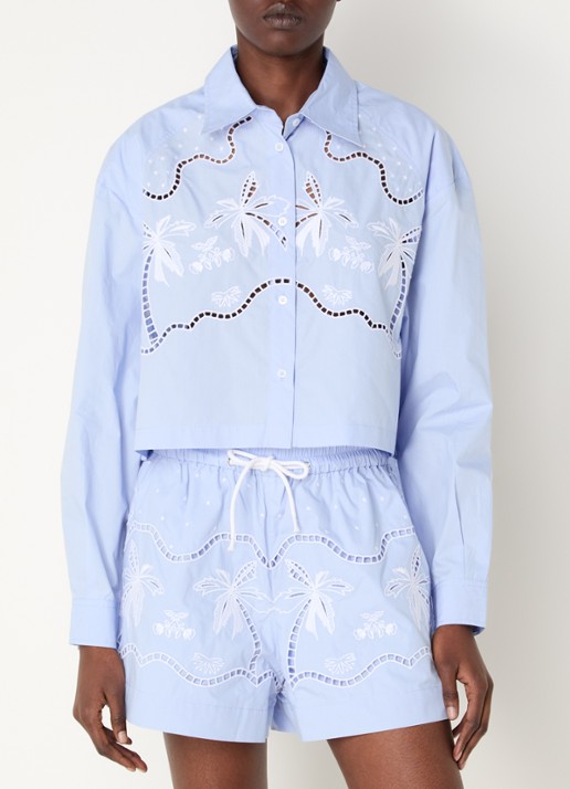Sandro Cropped blouse met broderie
