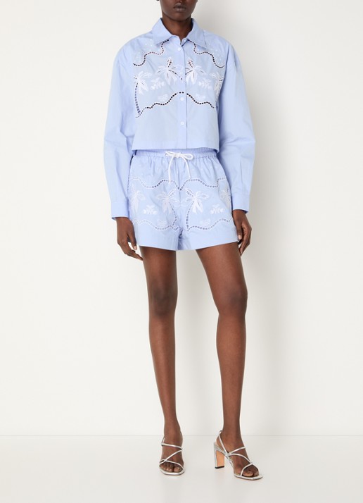 Sandro Cropped blouse met broderie  - voorkant 2 lavendel