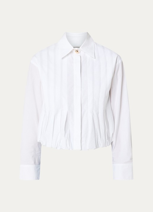 Sandro Cropped blouse met plooien  - voorkant wit