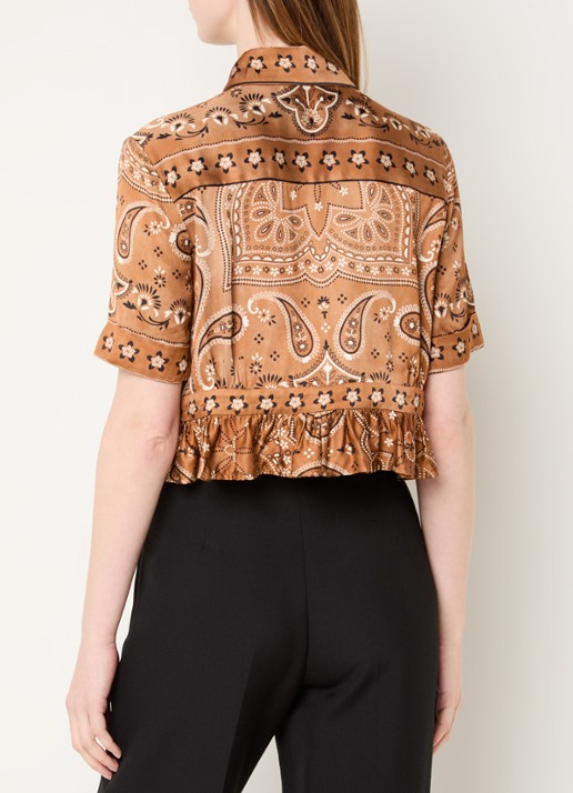 Sandro Cropped blouse met print - achterkant 4 lichtbruin