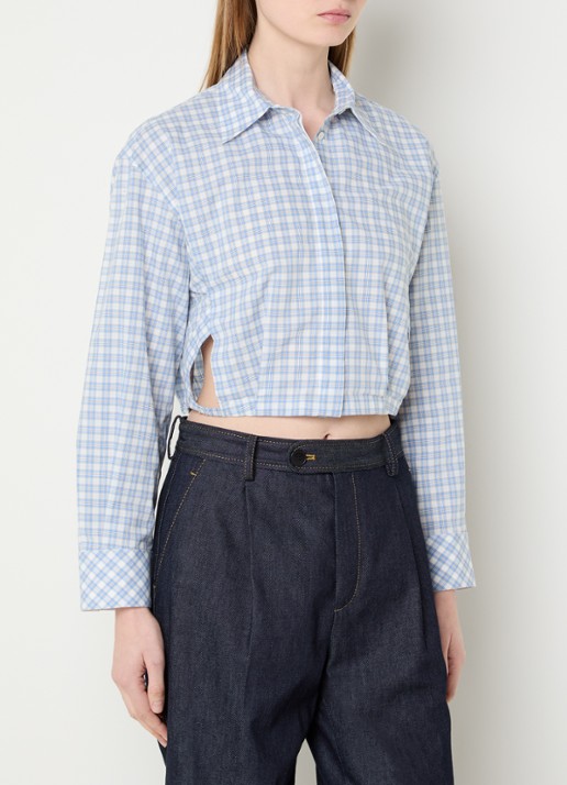 Sandro Cropped blouse met ruitdessin