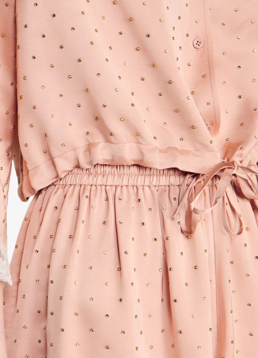 Sandro Cropped blouse met strass en details van kant - detail 3 nude / wit