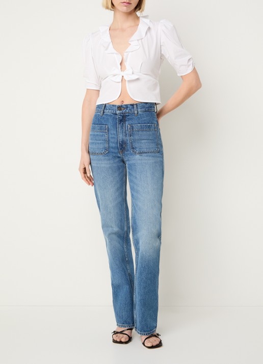 Sandro Cropped blouse met volant - voorkant 3 wit