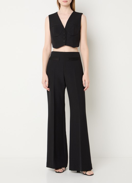 Sandro Cropped gilet in wolblend met V-hals - voorkant 3 zwart