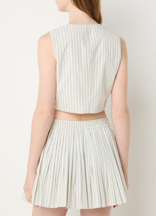 Sandro Cropped gilet met streepprint en strass - achterkant 4 lichtgeel