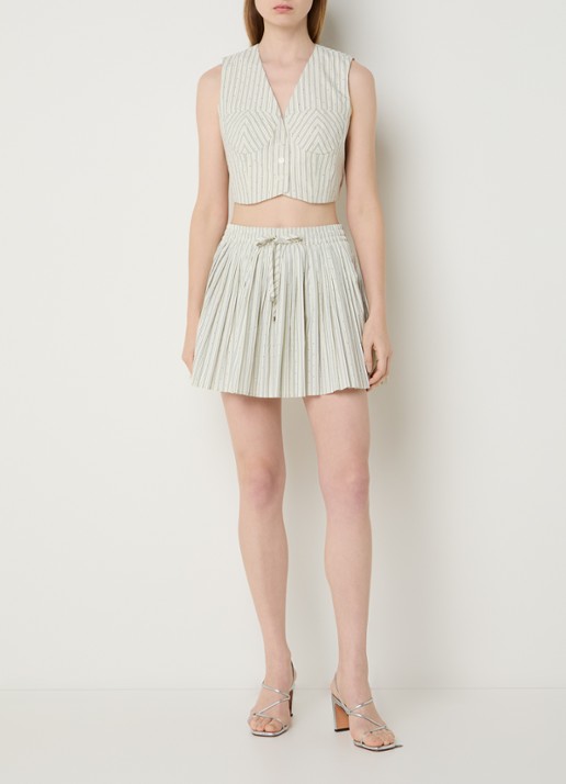Sandro Cropped gilet met streepprint en strass - voorkant 2 lichtgeel