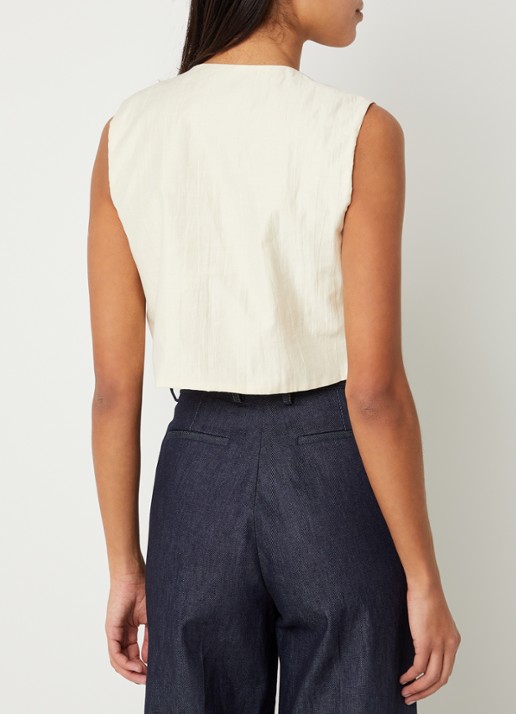 Sandro Cropped gilet met structuur - achterkant 4 vanillegeel