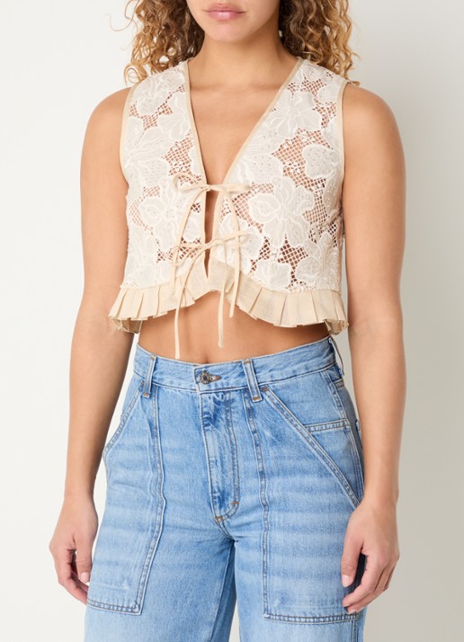 Sandro Cropped gilet van broderie met strass