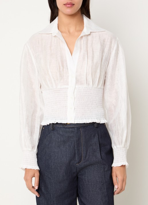 Sandro Cropped semi-transparante blouse met ballonmouw