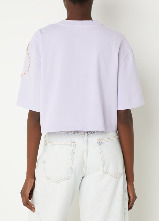 Sandro Cropped T-shirt met strass - achterkant lila