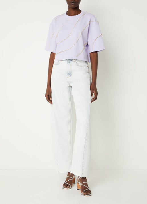 Sandro Cropped T-shirt met strass - voorkant 3 lila