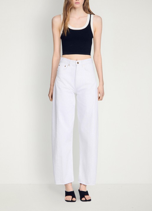 Sandro Cropped tanktop met contrasterende kleuren - detail 2 zwart