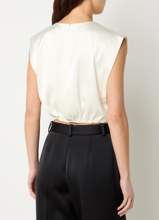 Sandro Cropped top van satijn - achterkant 3 beige