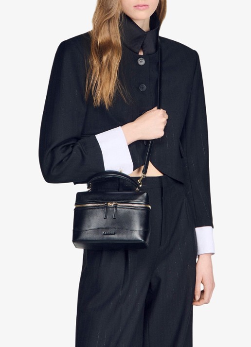 Sandro Crossbody van leer - voorkant 5 zwart