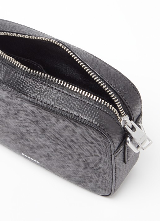 Sandro Crossbodytas van leer met logo - detail 2 black / zwart