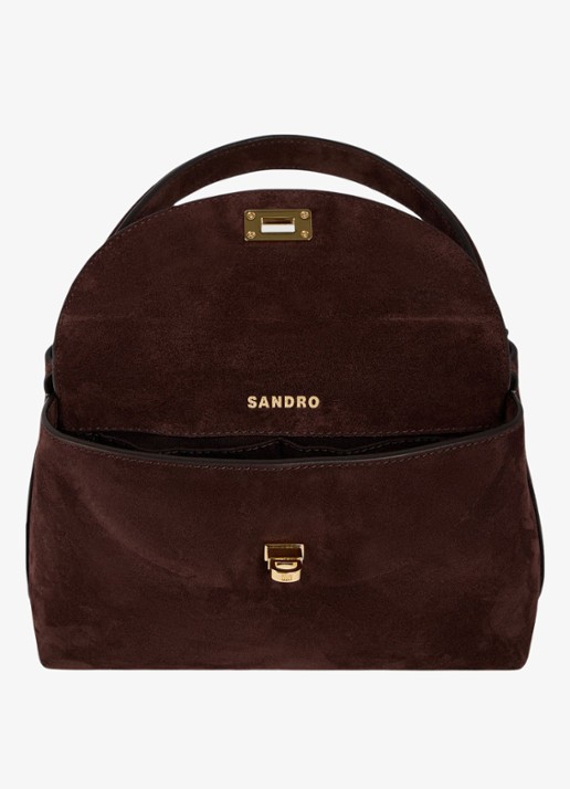 Sandro crossbodytas van suède - detail 2 brown / bruin
