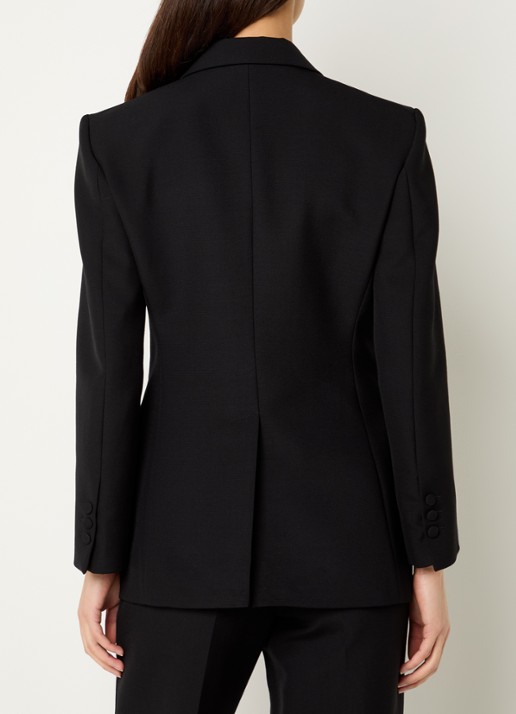 Sandro Double-breasted blazer in wolblend met klepzakken - achterkant zwart