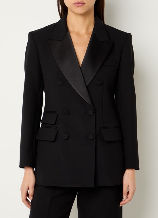 Sandro Double-breasted blazer in wolblend met klepzakken